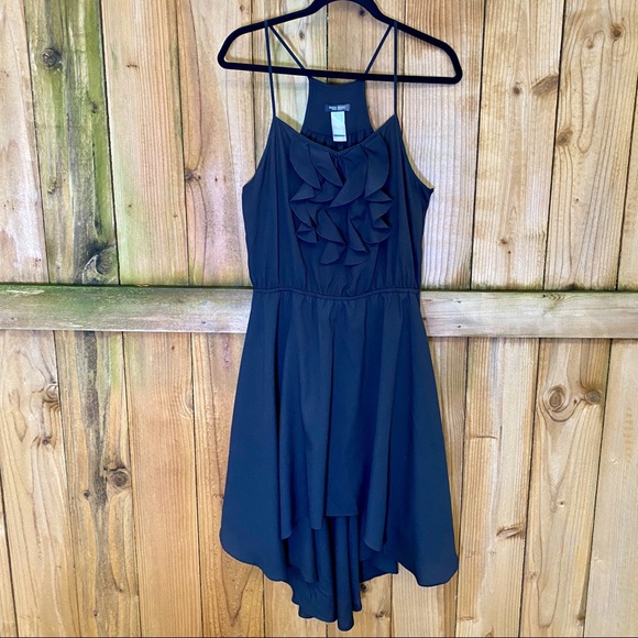 Bisou Bisou Asymmetrical Ruffle Black Dress EUC - Picture 8 of 8